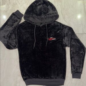 Cold Crush Charcoal Plush Hoodie with Embroidered Old Car